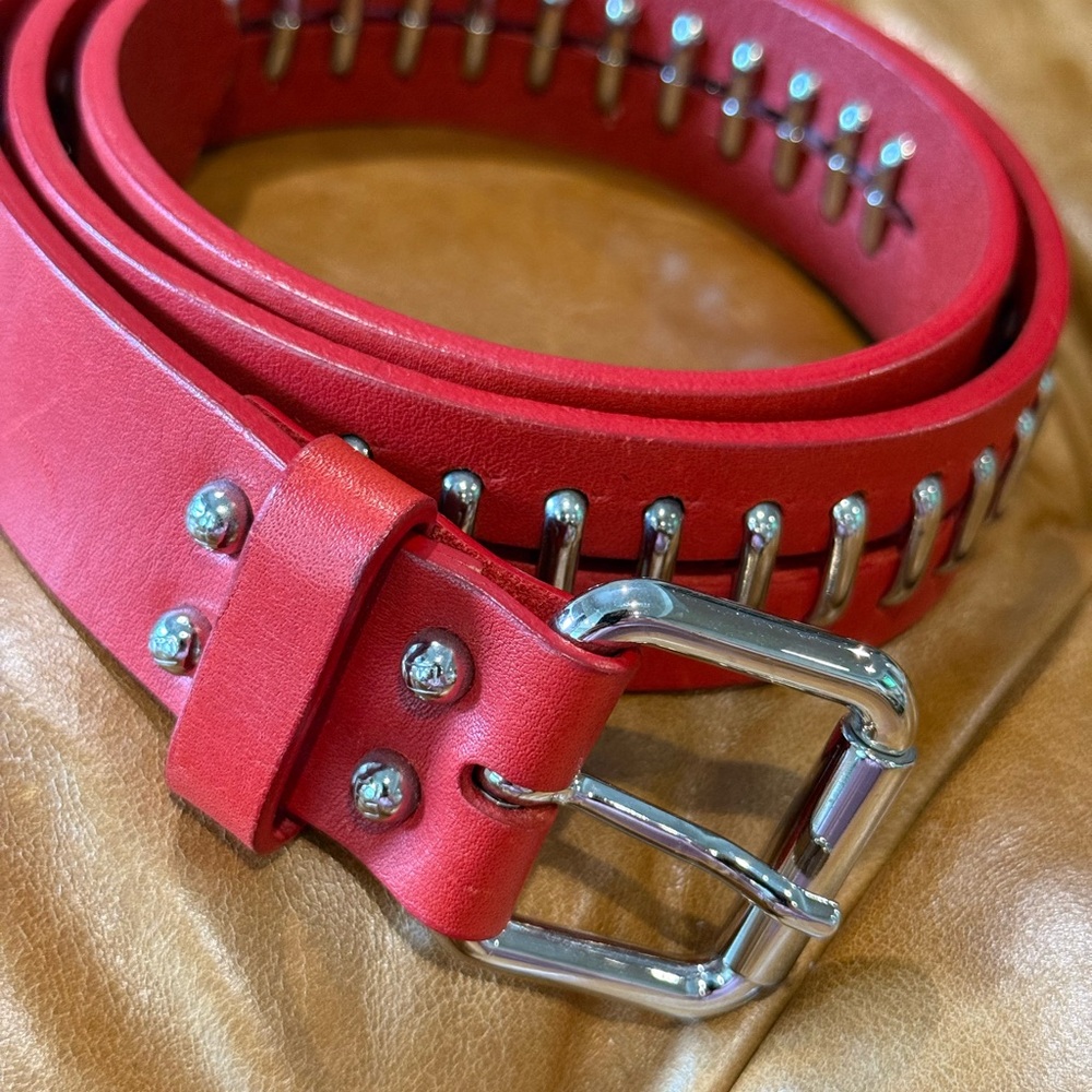 Fendi Red with  Silvertone accents Vintage 1990's belt EUC - Picture 13 of 16
